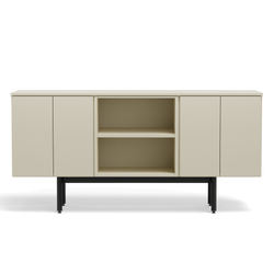 Three Unit Dresser - Two 2 Door Unit Beige/Beige, One Open Shelf Unit Beige