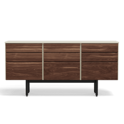 Three Unit Dresser - Three 3 Mixed Drawer Unit Beige/Walnut