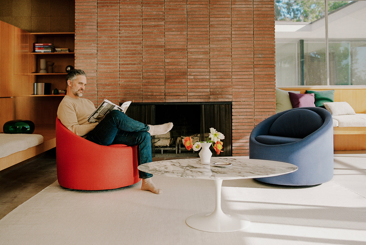 The Gere Easy Chair in Persimmon & Denim.