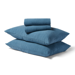 Linen Duvet + Sheet Set - King - Blue