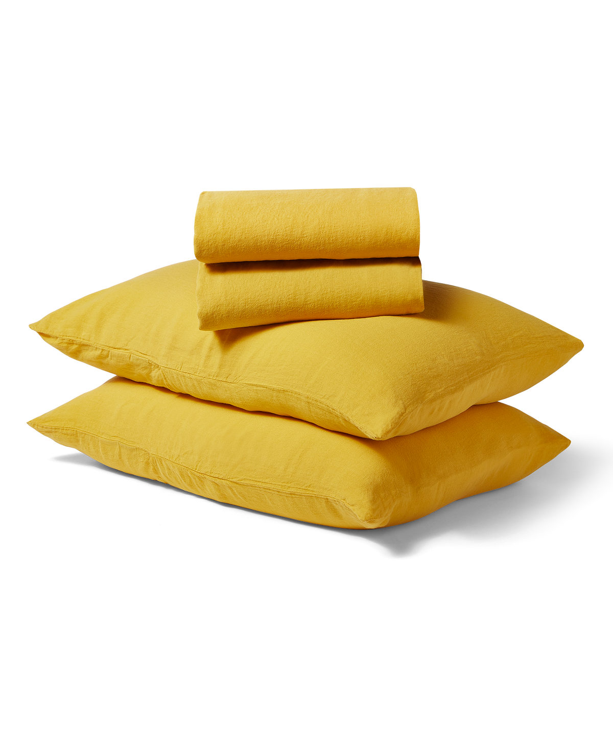 Linen Duvet + Sheet Set - King - Mustard